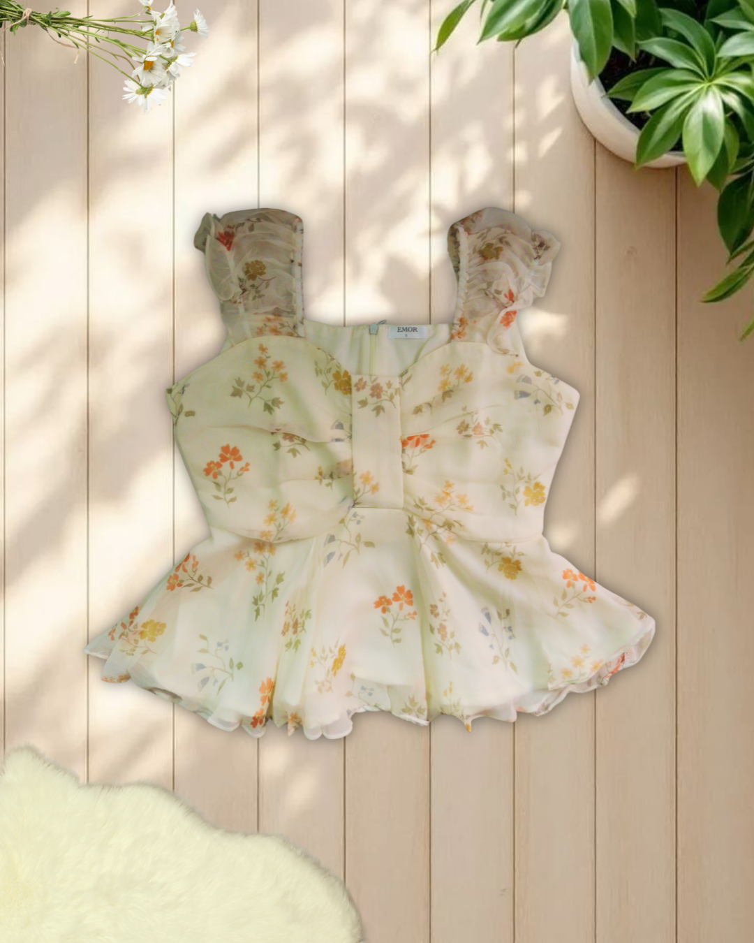 Ivory bloom peplum top