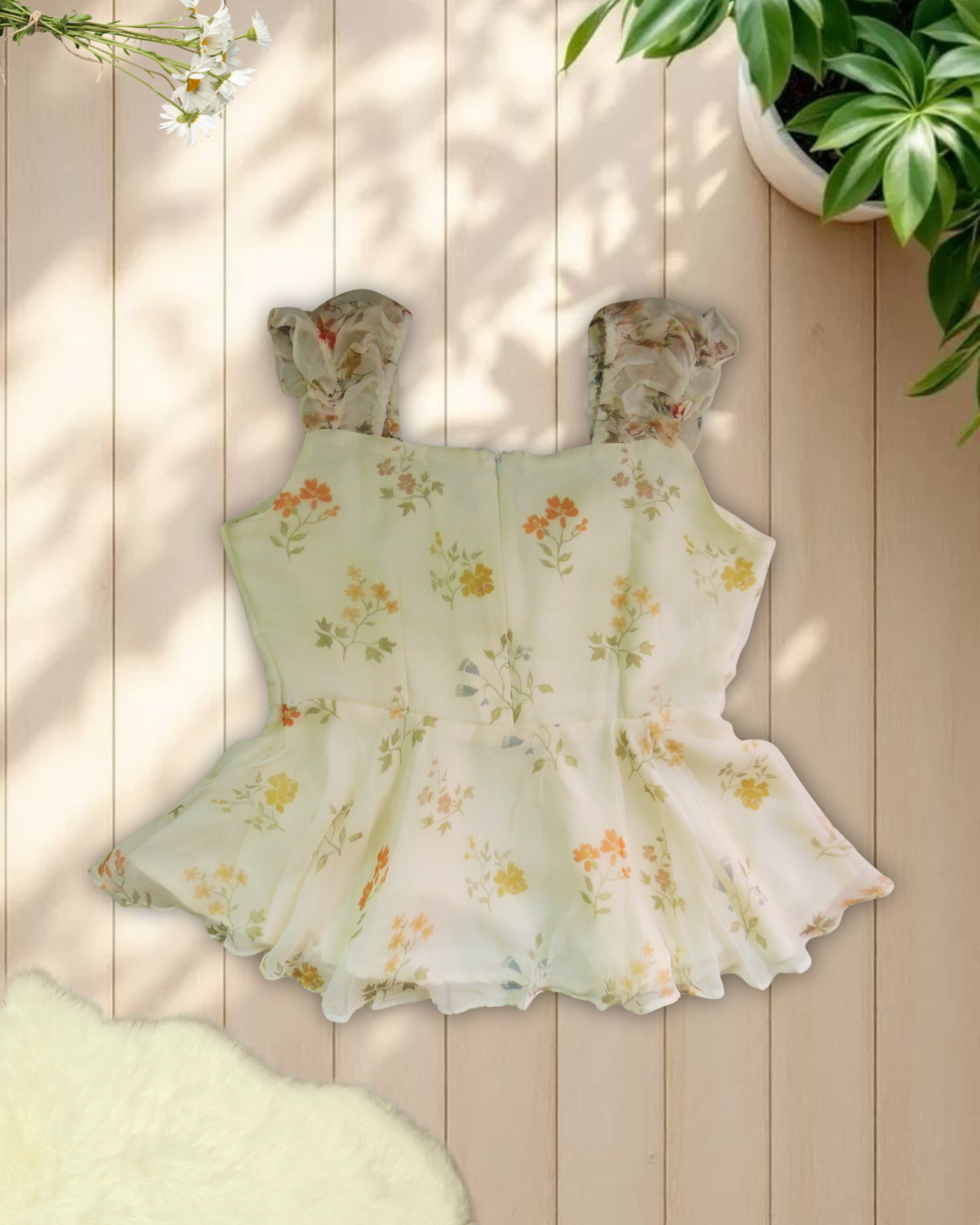 Ivory bloom peplum top
