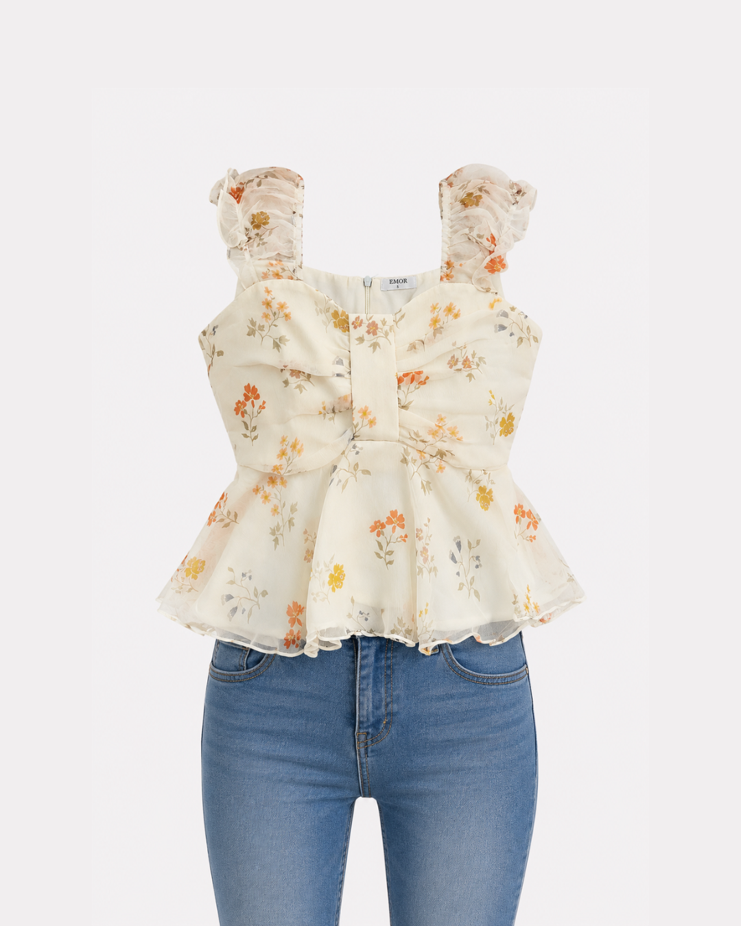 Ivory bloom peplum top