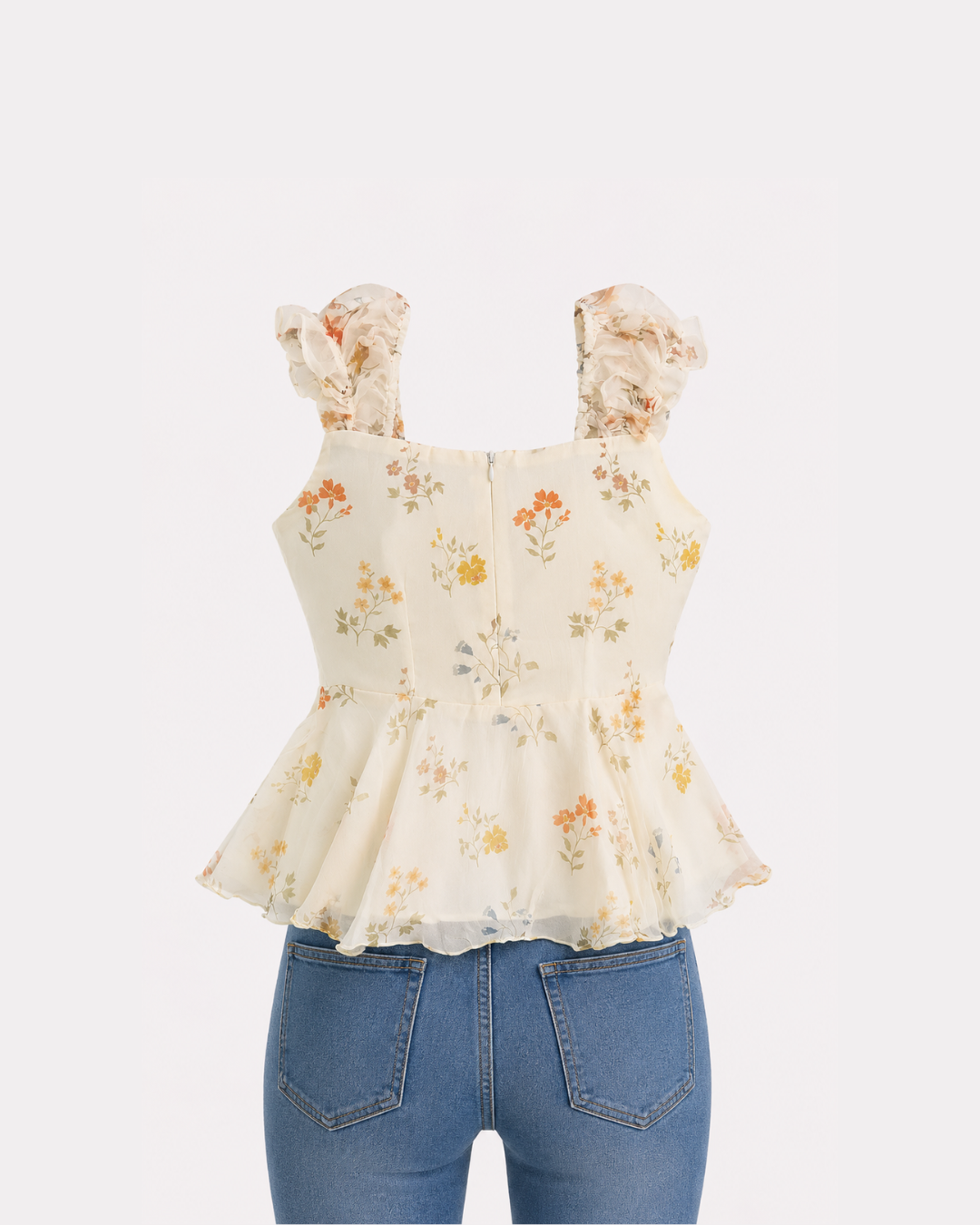 Ivory bloom peplum top