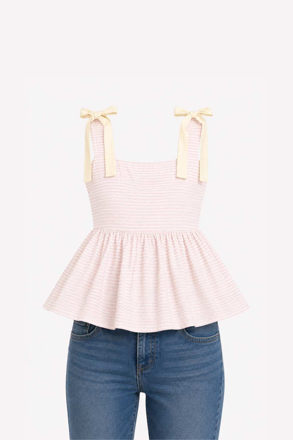 Bow Strap Peplum Top