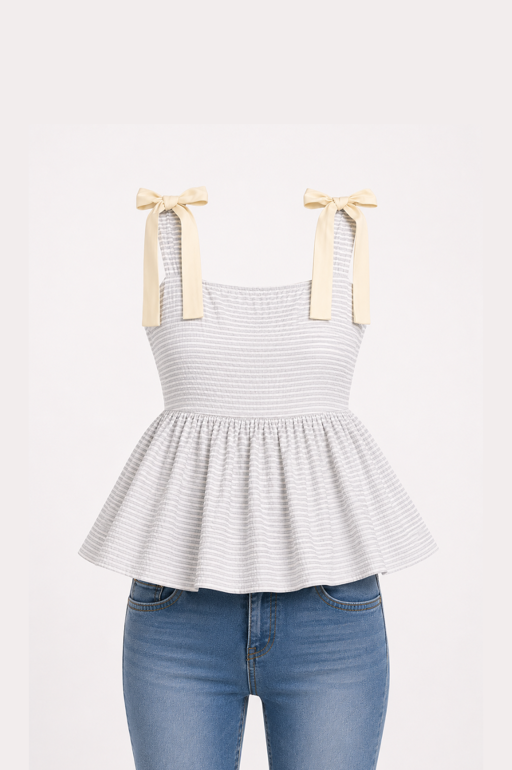 Bow Strap Peplum Top