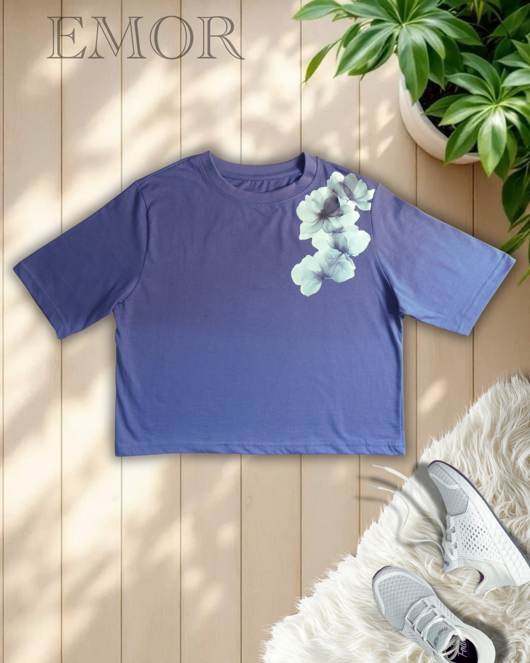 Floral shoulder oversized t-shirt