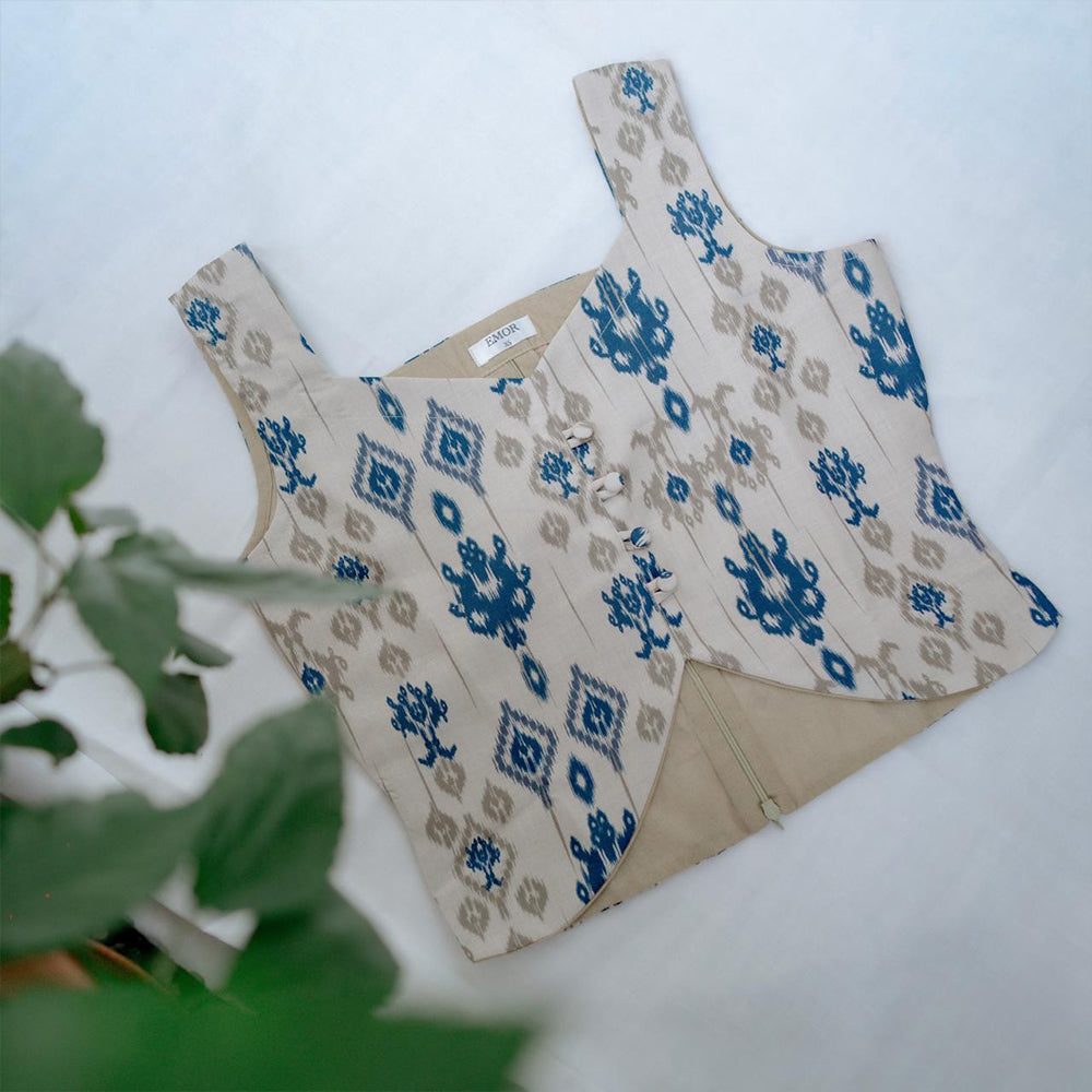 Printed Sweetheart Neck Crop Top