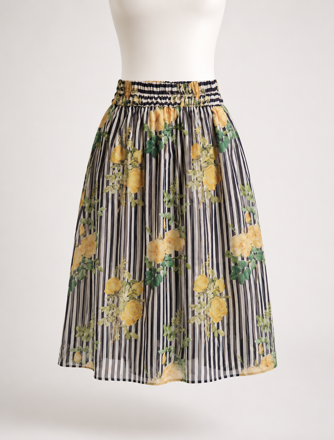 Sunlit Bloom Striped Skirt