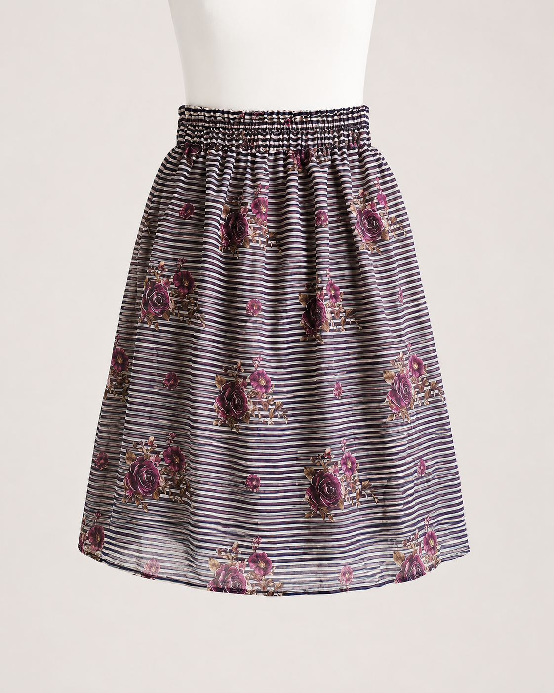 Sunlit Bloom Striped Skirt