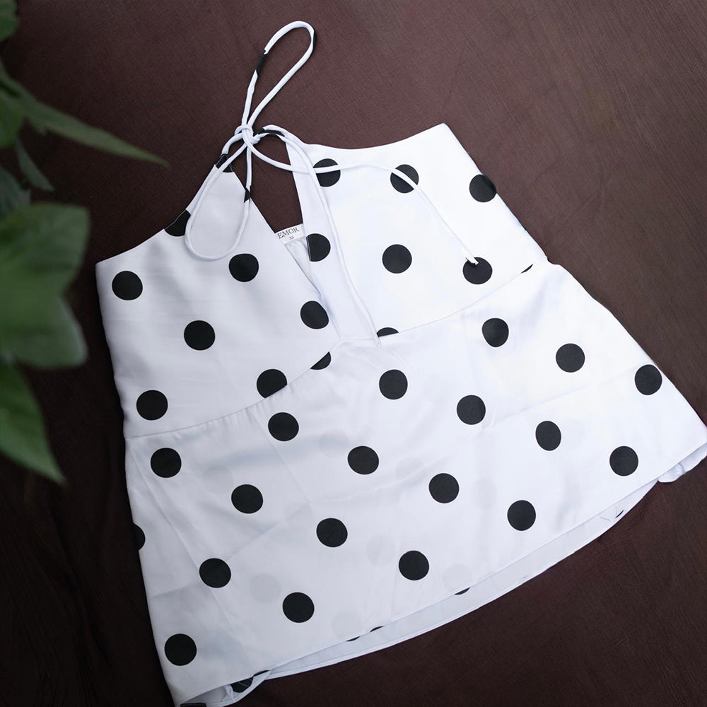 Polka Dot Halter Peplum Top