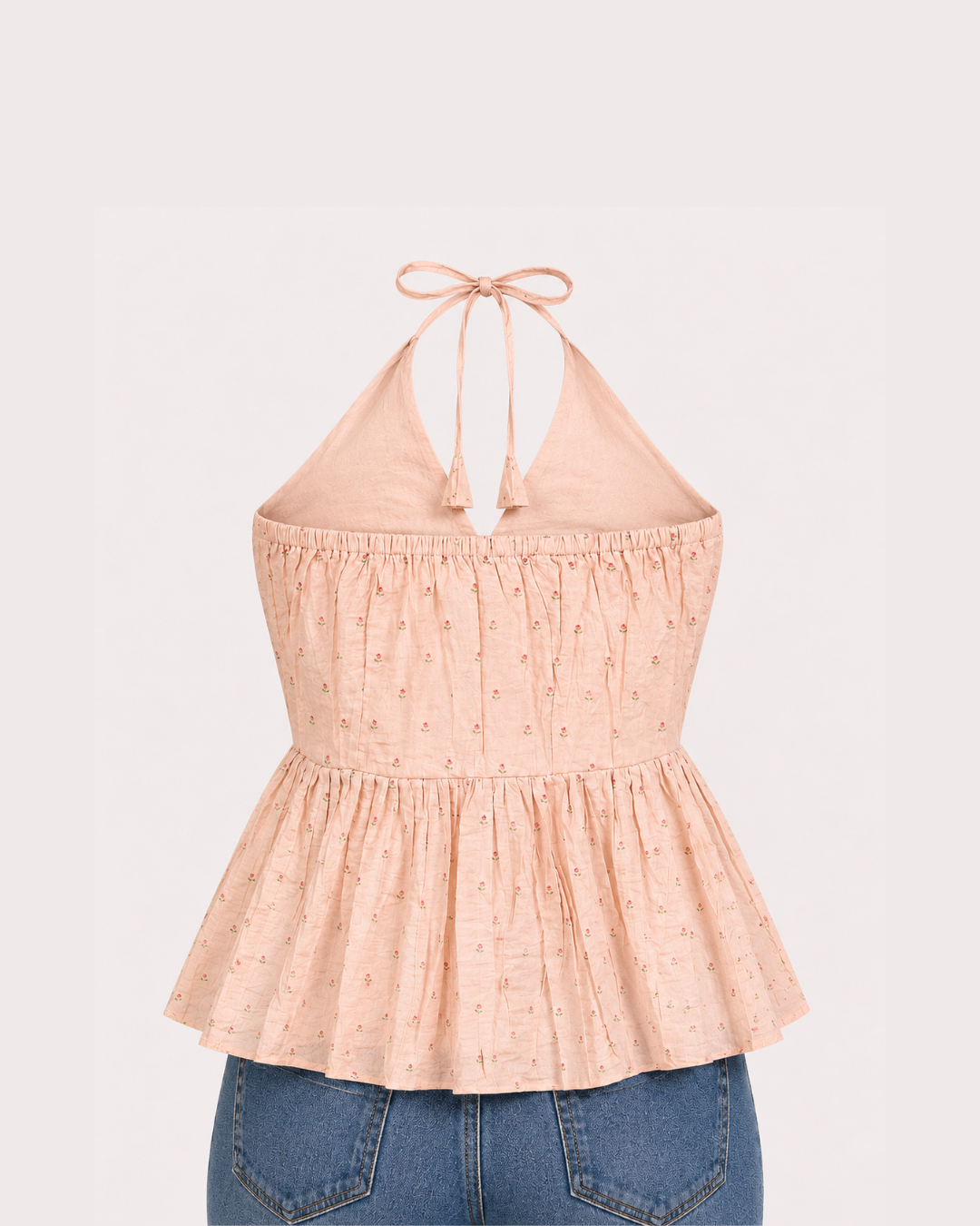 Halter neck floral peplum