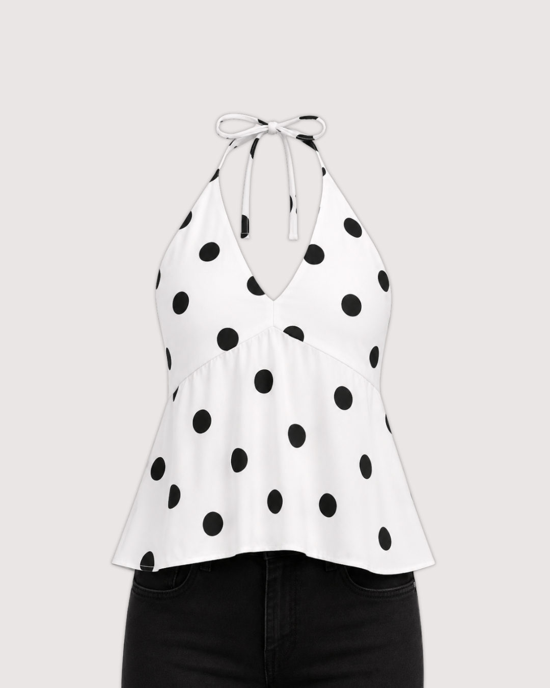 Polka Dot Halter Peplum Top