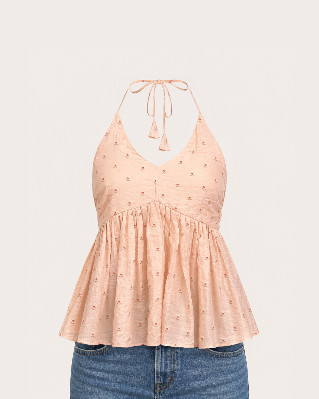 Halter neck floral peplum