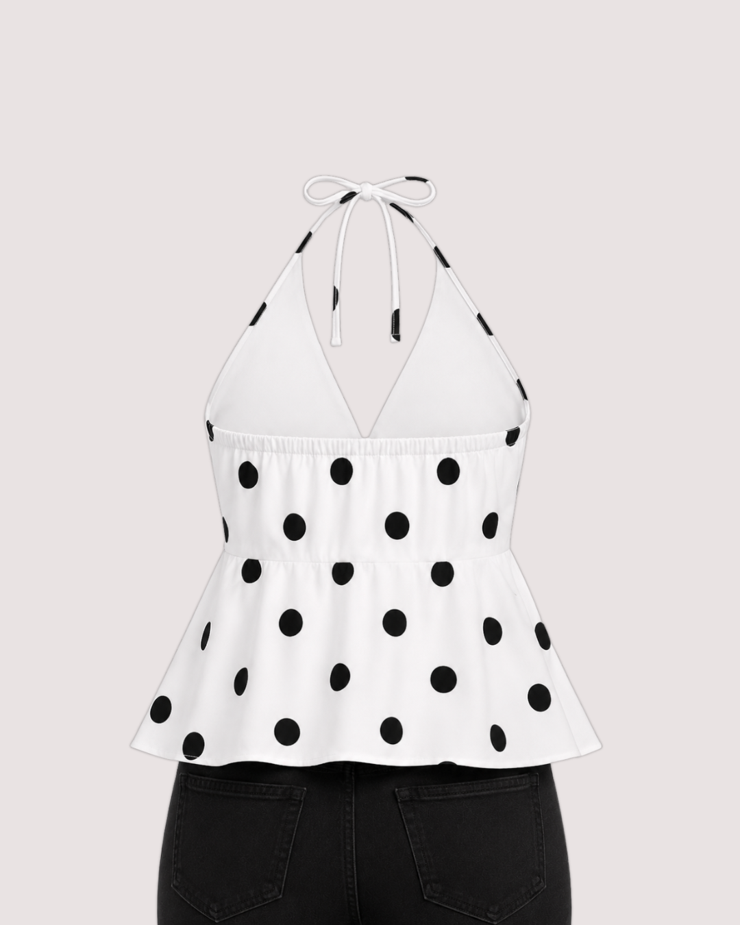 Polka Dot Halter Peplum Top